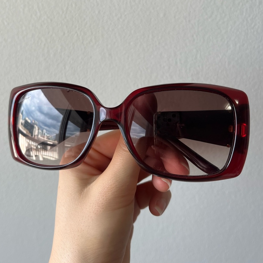 Gucci Burgundy Oversized Square Sunglasses - Picture 7 of 8